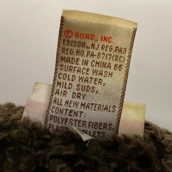 Eddie Bauer Gund Bear Plush Stuffed 15" Brown Tan Textured Hat Scarf Holiday VTG - Picture 5 of 9